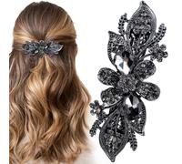 HINZIC Pinza para el pelo con diamantes de imitación brillantes, diseño de flores de cristal, pasadores de graduación, boda, compromiso, concurso, accesorios decorativos formales para novia, mujeres