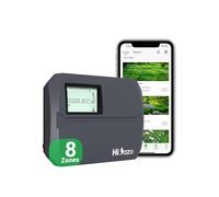 HiOazo Programador de Riego WiFi 8 Zonas, Controlador de Riego, Saltos Climáticos Inteligentes, Protección contra Golpe de Ariete, Riego Manual para Césped, Jardín, Invernadero y Patio HSC-800W