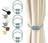 Hion Alzapaños magnéticos para cortina, color gris y azul, paquete de 6 alzapaños para cortina, hebillas, ganchos para el hogar, dormitorio, oficina, cortina decorativa gruesa o fina