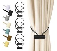 Hion Alzapaños magnéticos para cortina, color negro, paquete de 6 alzapaños para cortina, hebillas, ganchos para el hogar, dormitorio, oficina, cortina decorativa gruesa o fina