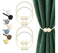 Hion Alzapaños magnéticos para Cortinas Beis 4 Unidades, alzapaños de Cortina para el hogar, Dormitorio, Oficina, Cortina Decorativa
