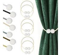 Hion Alzapaños magnéticos para cortinas, color beige, paquete de 6, alzapaños de cortina, ganchos para el hogar, dormitorio, oficina, decorativo, grueso o fino