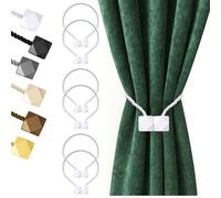Hion Alzapaños magnéticos para cortinas, color blanco, paquete de 6 unidades, hebillas de cortina, soportes de ganchos para el hogar, dormitorio, oficina, decorativo, grueso o fino