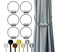 Hion Alzapaños magnéticos para cortinas, color gris, paquete de 6 alzapaños de cortina, hebillas de sujeción, ganchos para cortina gruesa o fina de hogar, dormitorio, oficina, decorativos