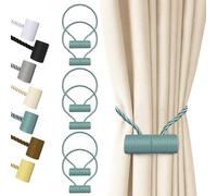 Hion Alzapaños magnéticos para cortinas, color gris y azul, paquete de 6, hebillas de cortina, soportes de ganchos para el hogar, dormitorio, oficina, decorativo, grueso o fino