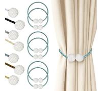 Hion Alzapaños magnéticos para cortinas, color gris y azul, paquete de 6, hebillas de cortina, soportes de ganchos para el hogar, dormitorio, oficina, decorativo, grueso o fino