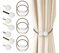 Hion Alzapaños magnéticos para cortinas, color marrón oscuro, paquete de 6, hebillas y ganchos para decoración del hogar, dormitorio, oficina, cortina gruesa o fina