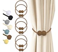 Hion Alzapaños magnéticos para cortinas de color marrón oscuro, paquete de 6 alzapaños de cortina, hebillas de sujeción, ganchos para el hogar, dormitorio, oficina, cortina decorativa gruesa o fina