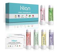 Hion Smell Training Kit, 6 aceites esenciales, el kit de entrenamiento olfativo ayuda a recuperar el sentido del olfato, aceites esenciales de limón, menta, rosa, pomelo y clavo