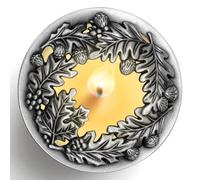 Hion Tapa Illuma Lid para Vela Aromática, Accesorio Decorativo Elegante con Grabados y Ayuda a la Combustión Uniforme, Crea Ambiente Acogedor para Mujer y Hogar (FrutoSagrado Plateado)