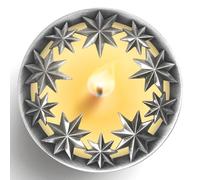 Hion Tapa Illuma Lid para Vela Aromática, Accesorio Decorativo Elegante con Grabados y Ayuda a la Combustión Uniforme, Crea Ambiente Acogedor para Mujer y Hogar (All-Star Plateado)