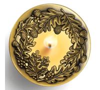 Hion Tapa Illuma Lid para Vela Aromática, Accesorio Decorativo Elegante con Grabados y Ayuda a la Combustión Uniforme, Crea Ambiente Acogedor para Mujer y Hogar (FrutoSagrado Dorado)