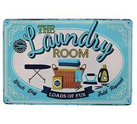 Hioni Cartel de metal con texto en inglés "The Laundry Room" para decoración de pared del hogar