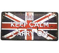 hioni Keep Calm And Carry On Metal Tin Sign, adorno de pared placa estilo Vintage decorativo Home & Café & Bar Decoración clásica