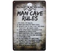 hioni Man Cave Rules, Metal Tin Sign, adorno de pared placa Póster Vintage Hogar/café/BAR Decor
