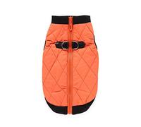 hionre Chaqueta impermeable con cremallera para cachorros, para otoño, invierno, cálida, para mascotas, color naranja, talla S