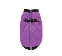 hionre Chaqueta impermeable con cremallera para cachorros, para otoño, invierno, cálida, para mascotas, color morado, talla L