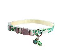 hionre Collar de gato con patrón de hojas verdes tropicales de fresa, collar de gato sin asfixia, collar ajustable para perros pequeños y gatos, collar regular verde