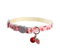 hionre Collar de gato con patrón de hojas verdes tropicales de fresa, collar de gato sin asfixia, collar ajustable para perros pequeños y gatos, collar regular rosa