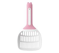hionre Cuchara de plástico para arena para gatos de gran apertura, apta para la mayoría de arena para gatos, caja de arena para gatos y soporte de cuchara, fácil de limpiar, color rosa