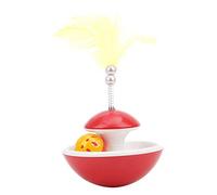 hionre Funny Cats - Vaso de gatito con plumas rodantes, juguete interactivo, suministros para mascotas, color rojo