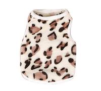 hionre Ropa para gatos pequeños, perros y niñas, chaleco de felpa cálido, ropa de forro polar, suave, elástico, transpirable, lindos suéteres para chihuahua, pomerania, maltés, leopardo, flor blanca
