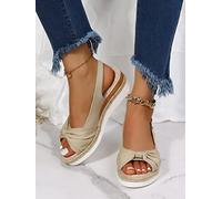 HIONRE Sandalia Mujer Plataforma Casual,Sandalias Casuales de Talla Grande para Mujer, Sandalias con cuña de Cuerda de cáñamo,Beige,38,Sandalias de Talón Abierto Mujer