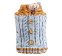 hionre Suéter de cuello alto suave y cálido para mascotas, lindo disfraz de invierno para perro, cachorro, gato, decorado con champiñones, color azul, talla L