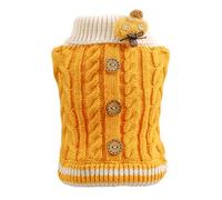 hionre Suéter suave y cálido de cuello alto con botones torcidos para mascotas, lindo disfraz de invierno para perro, cachorro, gato, decorado con champiñones, color jengibre, talla XL