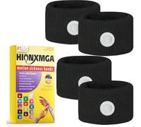 HIONXMGA 2 pares de bandas para el mareo por movimiento, pulseras naturales antináuseas para aliviar el mareo por la mañana y por movimiento, ideal para coche, crucero y viajes en avión, para adultos
