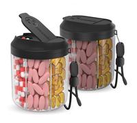 Hionxmga Dispensador de píldoras con 7 compartimentos grandes, organizador de botellas de píldoras para viajes, organizador de suplementos con diseño antimezcla, contenedor de pastillas sin BPA con 20