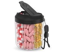 Hionxmga Dispensador de píldoras con 7 compartimentos, organizador de botellas para viajes, contenedor antimezcla sin BPA