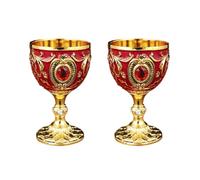 HIOPOIUYT 2 copas de vino de metal vintage medievales, vasos de viaje, copas de viaje para restaurantes, decoración del hogar, taza de bebida, decoración de copa de vino de metal