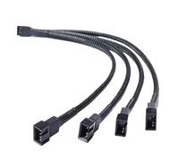 HIOPOIUYT Adaptador divisor de ventilador de 4 pines de 1 a 4 cables de extensión para múltiples ventiladores de refrigeración con sincronización de señales y fuente de alimentación, cable de