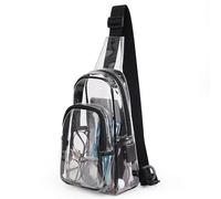 HIOPOIUYT Bolsa transparente para el estadio, bolsa cruzada, bolsa de pecho simple, bolsa transparente para el pecho, riñonera aprobada por el estadio, Black