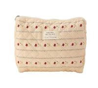 HIOPOIUYT Bolsas de cosméticos de moda para mujer, bolsa de maquillaje con patrón floral, gran capacidad, para viajes y uso diario, Flores a rayas