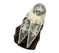 HIOPOIUYT Bufanda triangular de encaje bordada, diadema de flores, pañuelo de encaje, pañuelo elegante, chal de 135 x 45 cm para mujer