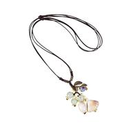 HIOPOIUYT Collar con diseño de hojas de cerámica texturizada, diseño portátil, cadena ajustable, decoración para mujer, uso casual o formal, joyería única inspirada en la naturaleza, talla única, como