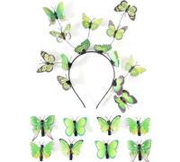 HIOPOIUYT Diadema de mariposa 3D colorida para niña, diseño de mariposa realista, para fiestas, fiestas, carnaval, adornos para el cabello