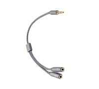 HIOPOIUYT Divisor de micrófono para auriculares de 3,5 mm, 2 hembra a 1 macho, cable de extensión para auriculares, cable adaptador trenzado para laptop, auriculares y juegos