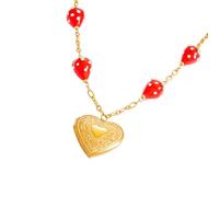 HIOPOIUYT Elegante collar con colgante de cristal en forma de fruta con cadena de acero inoxidable, ideal para mujeres que buscan accesorios únicos, collar con colgante de cristal de frutas, talla