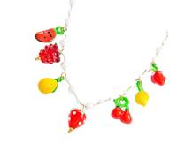 HIOPOIUYT Elegante collar con colgante de cristal en forma de fruta con cadena de acero inoxidable, ideal para mujeres que buscan accesorios únicos, collar con colgante de cristal de frutas, talla