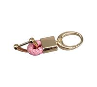 HIOPOIUYT Llavero de cuero con cadena de cuero, colgante de coche, accesorio elegante para fiestas y uso diario, llavero con latón, C, Gold-color