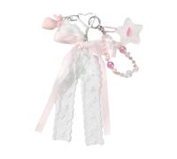 HIOPOIUYT Llavero único con dije de bolsa con diseño de estrella de aleación y cinta, para entusiastas de las manualidades, accesorio de moda con lazos, B