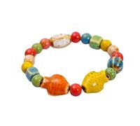 HIOPOIUYT Pulsera elástica ajustable con motivos de gatos juguetones, cadena de muñeca de cerámica vibrante para mujeres y adolescentes, diseño de gatos, talla única, como se describe