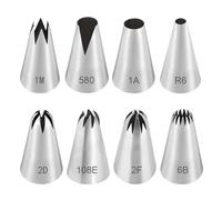 HIOQFR 8pcs Boquillas Manga Pastelera Profesionales - Repostería Grandes Churros, Estrella Cerrada - Puntas de Glaseado Piping Nozzle para Decoración Cupcakes, Tartas