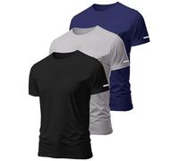 Hioutdoor Camisetas Deportivas para Hombre, Pack de 3 o 5, Camiseta Funcional Fitness, Manga Corta, Hombre, Transpirable, Secado Rápido, Camiseta de Entrenamiento, Camiseta para Correr, Manga Corta