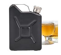 Hip Flask, 150ml Leak-Proof Stainless Steel Whiskey Barrel, Durabled Metal Liquor Container, Perfect for Travel, Camping, Trekking, Running, Outdoor Adventure, Picnic, and Hiking, 10x7x3cm Black Green