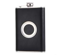 Hip Flask - Petaca de whisky de acero inoxidable de 8 onzas con 3 tazas de fugas a prueba de fugas, juego de termo portátil de bolsillo para licor (color negro)