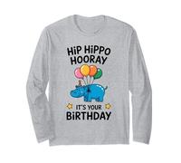 Hip Hippo Hooray Celebración Fiesta Animal Manga Larga